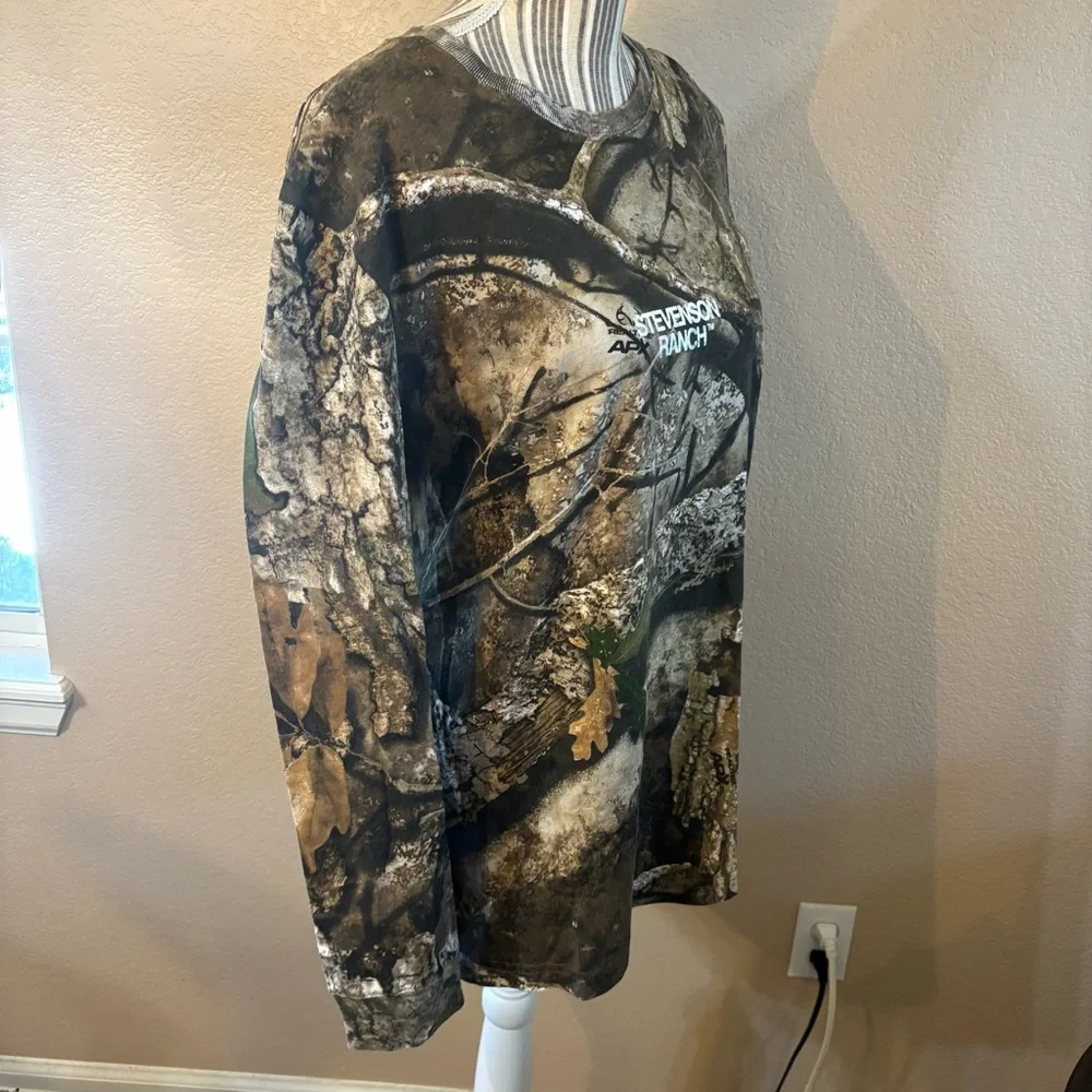 NEW Stevenson Ranch Tee Med Camo Long Slv Brown/Green Unisex Realtree APX Cotton - Picture 5 of 16